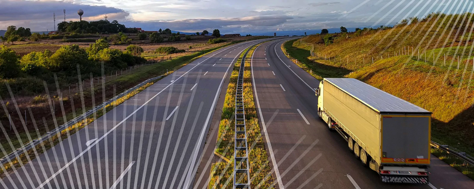 Truck driving down the highway